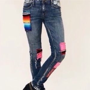 Free People Artisan deLuke Boho patchwork jeans
